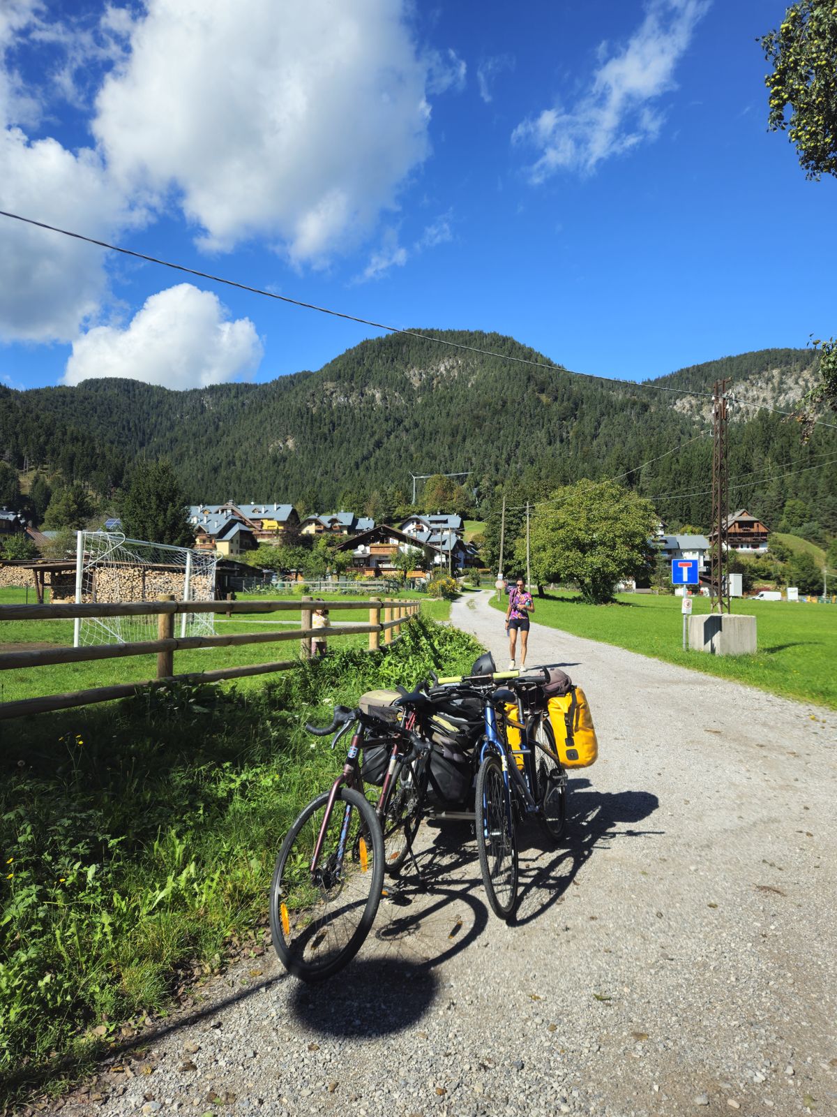 Our two bikes and the trailer