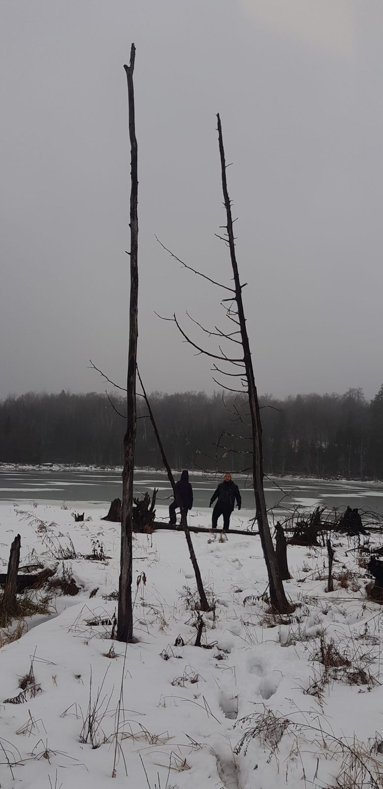 The frozen lake at the end of the trail